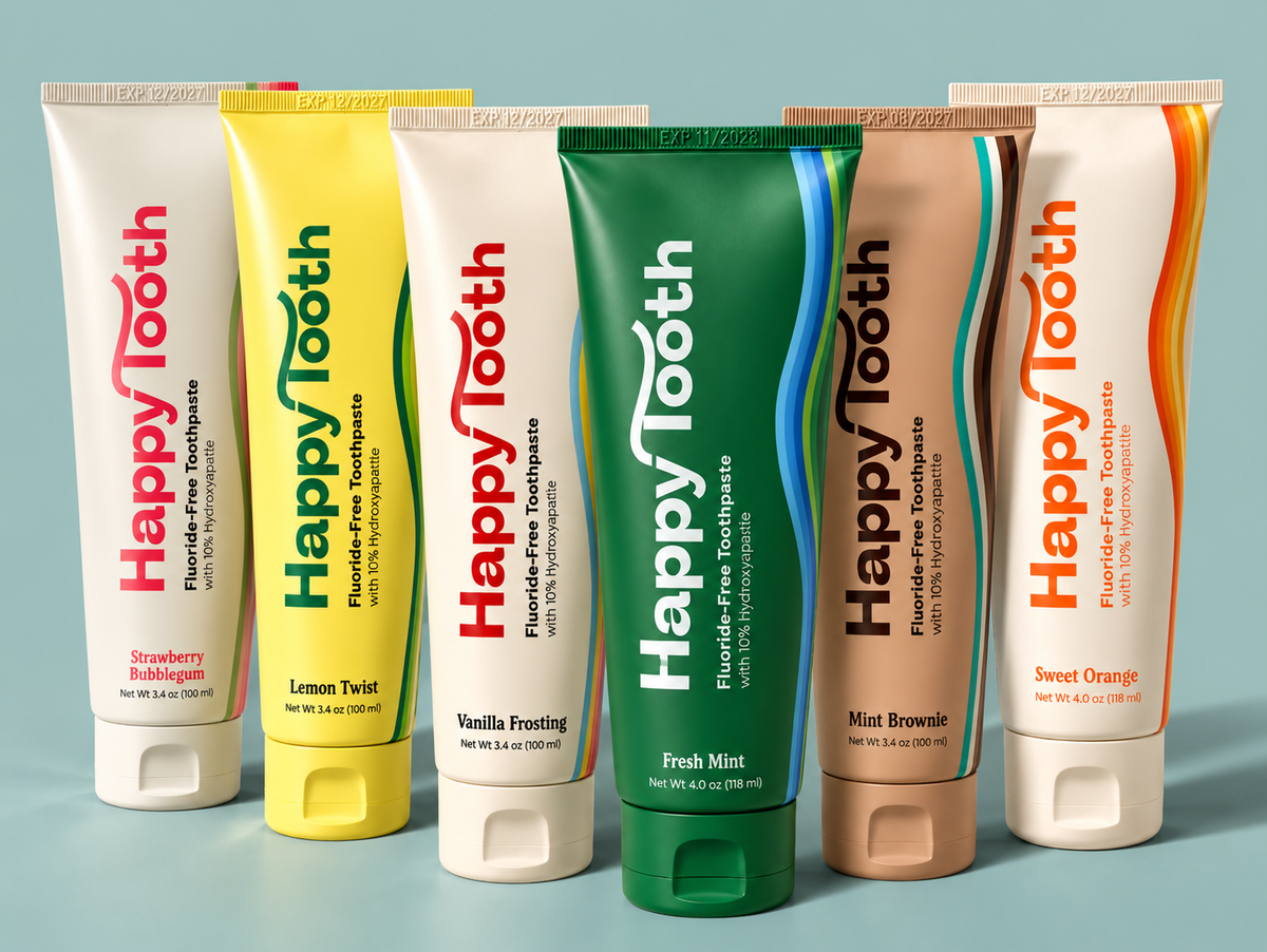 Happy Tooth toothpaste tubes